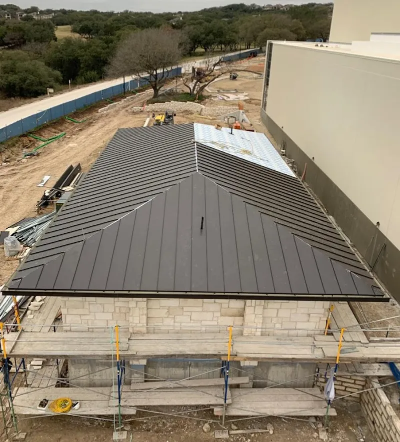 Metal roof new construction with scaffolding in Dade City